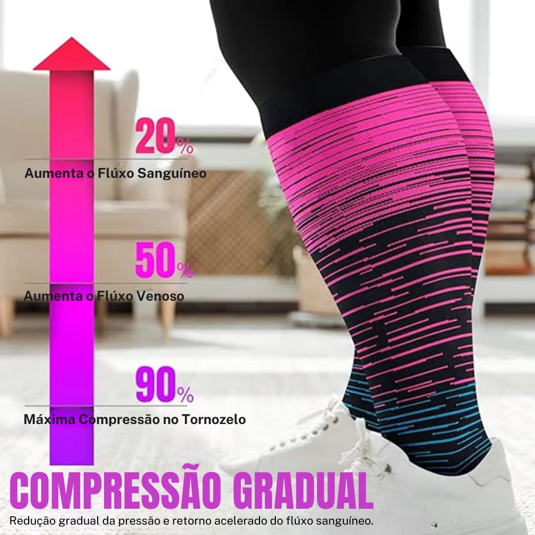 Meias de compressão de panturrilha larga Plus Size (3 pares)