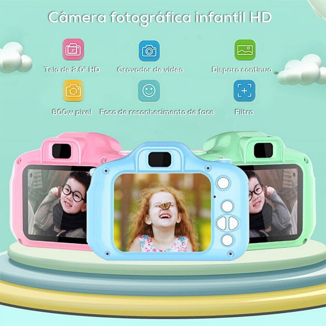 Mini Câmera Digital Infantil HD Recarregável + SD card 16GB de brinde