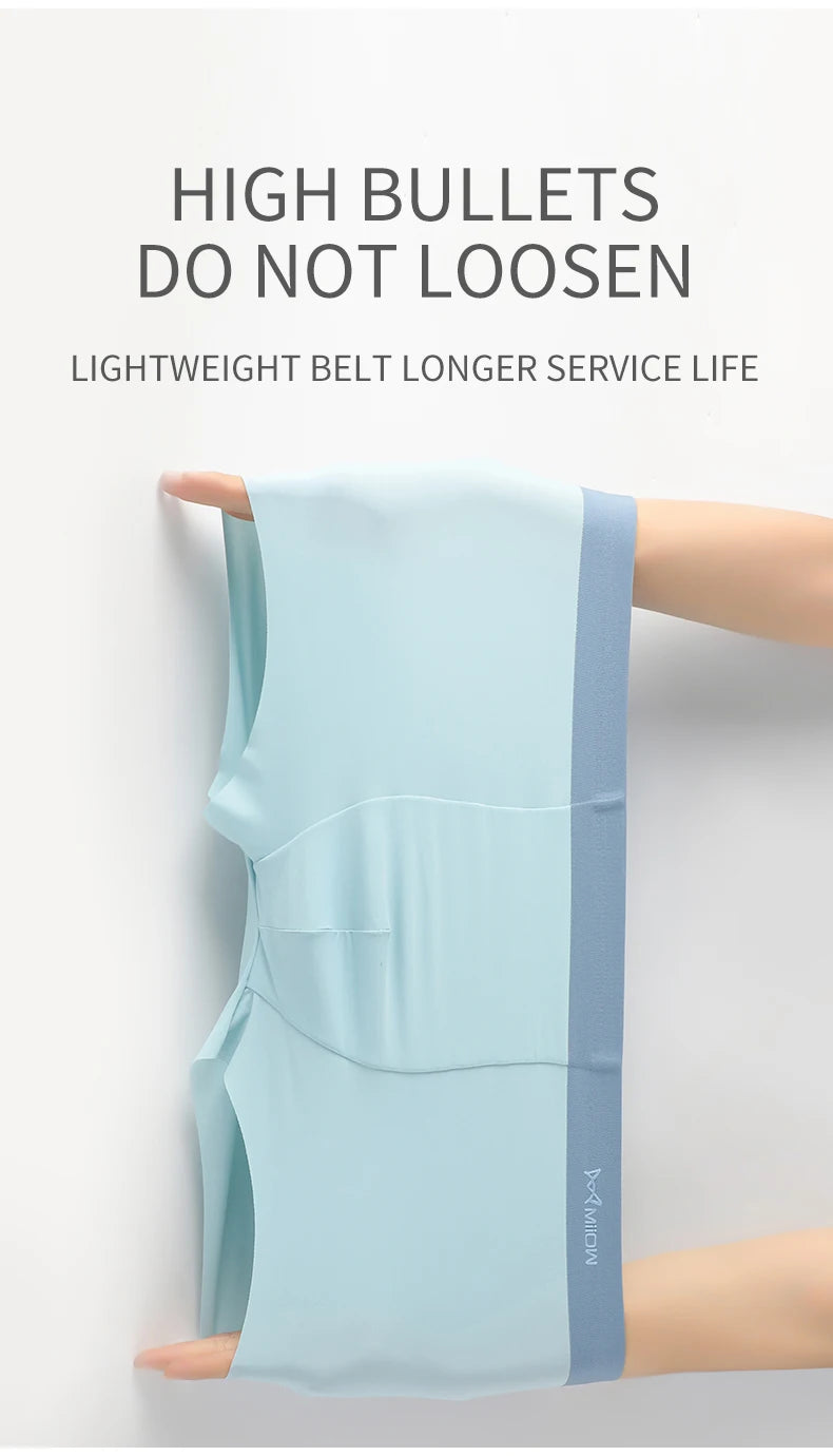 MIIOW 3Pcs Ice Silk Man Underwear Boxer Metal Fiber Antistatic Men Underpants Seamless Cut Hem Men's Panties Boxers Shorts Trunk