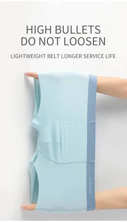 MIIOW 3Pcs Ice Silk Man Underwear Boxer Metal Fiber Antistatic Men Underpants Seamless Cut Hem Men's Panties Boxers Shorts Trunk