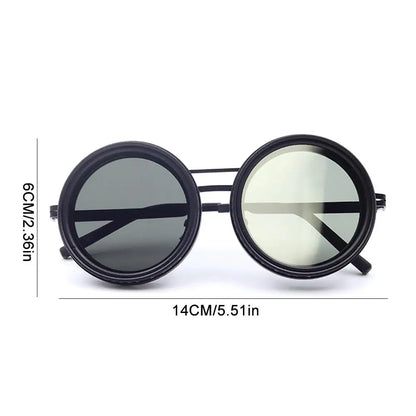 Polarized Fishing Sunglasses ND2-400 Adjustable Dimming Vintage Punk Sunglasses with Round Lenses Fishing Gift with Hard Case