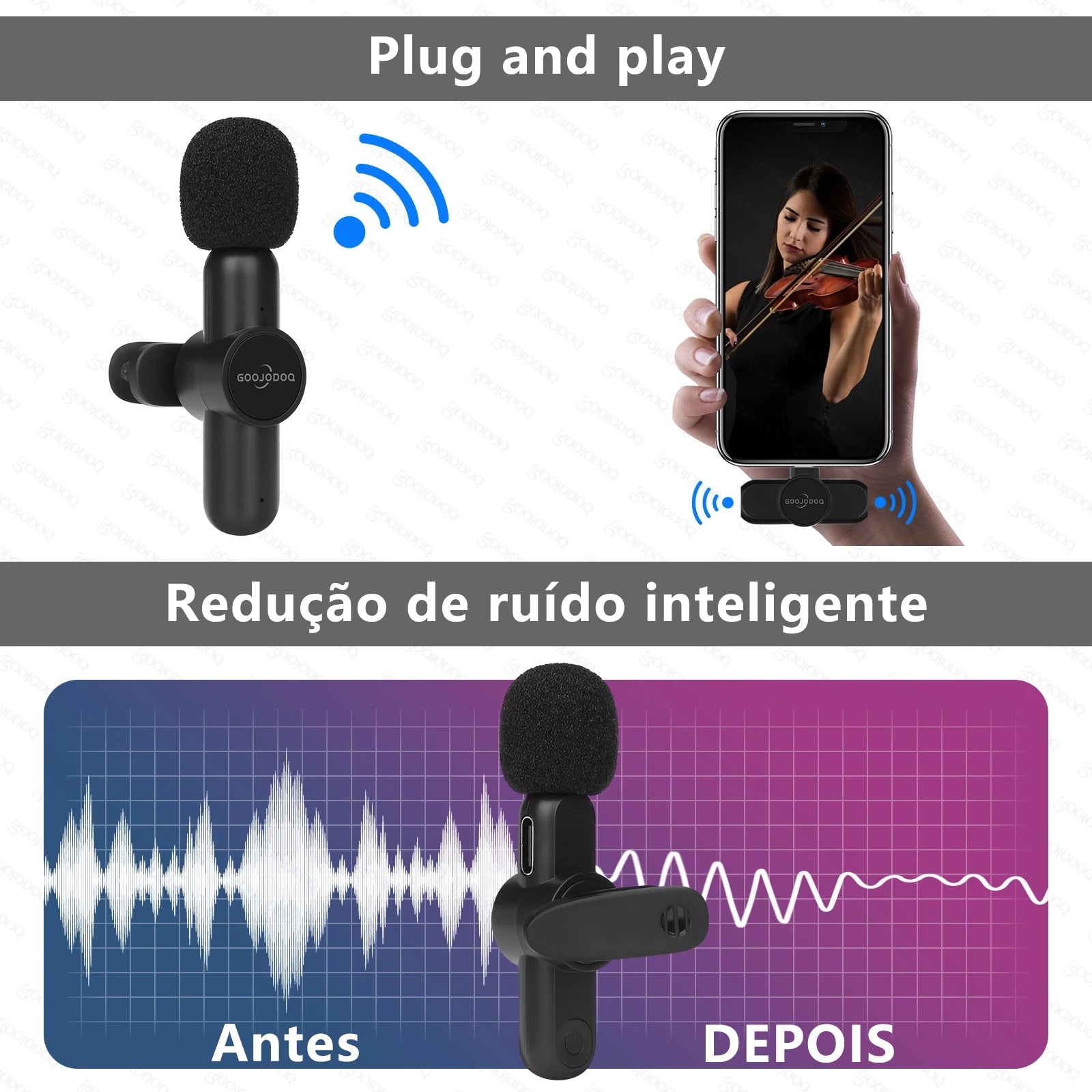 Microfone de Lapela Wireless  One-Audio