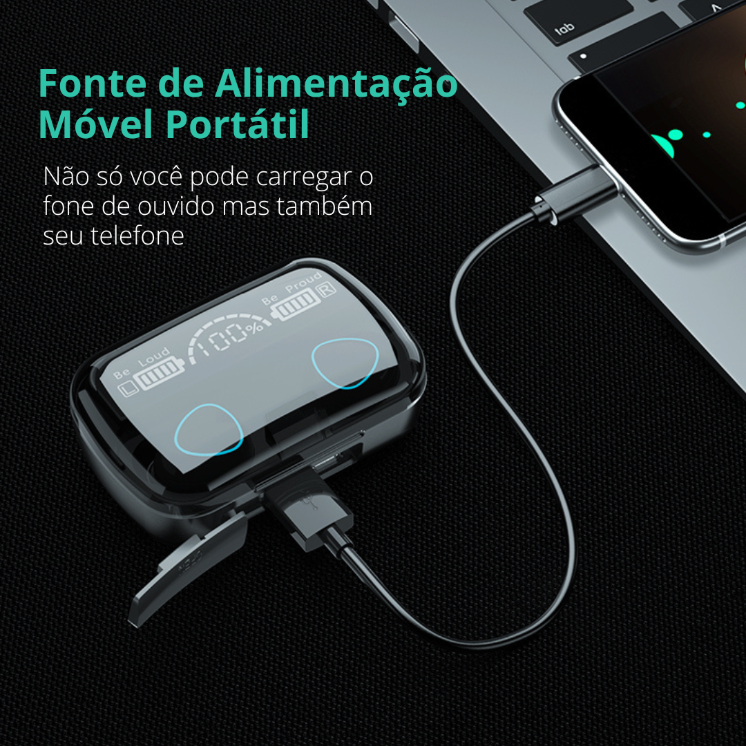 Fone de Ouvido TWS M10 À Prova D'água Bateria 3500mah Bluetooth 5.1