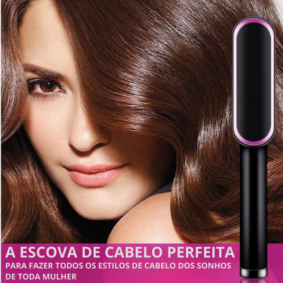 Escova Alisadora Soft Hair 5 em 1 - Alisa, Seca, Hidrata, Modela e Antifrizz